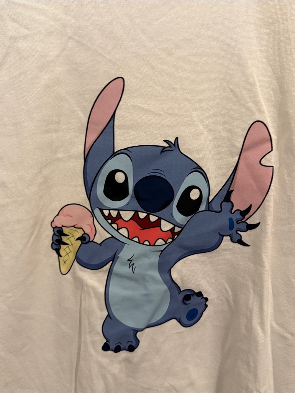 Gildan White Kids Tee with Blue Stitch Graphic - Picture 3 of 4